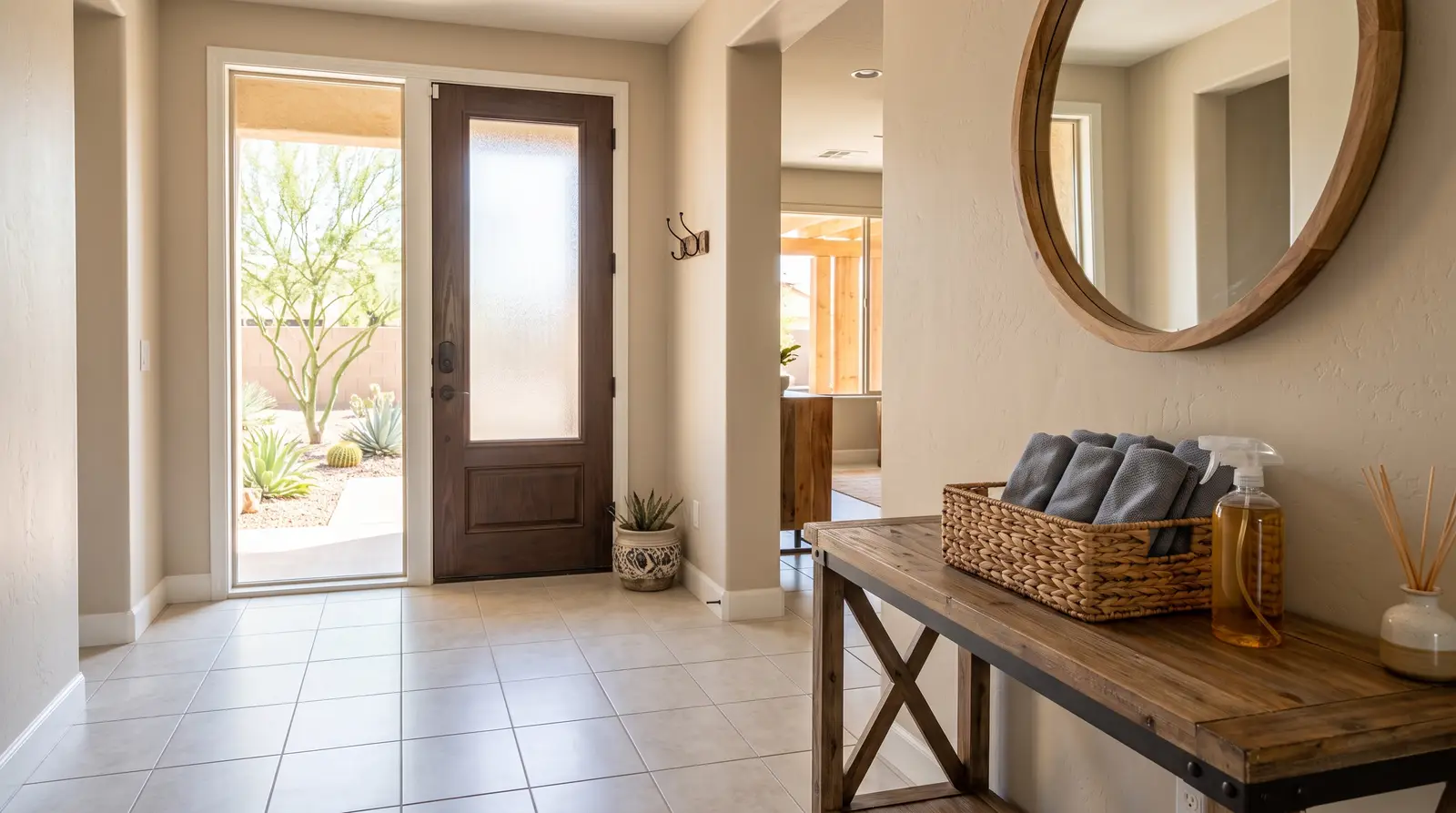 Clean, empty entry hall of a single-story Mesa, Arizona home