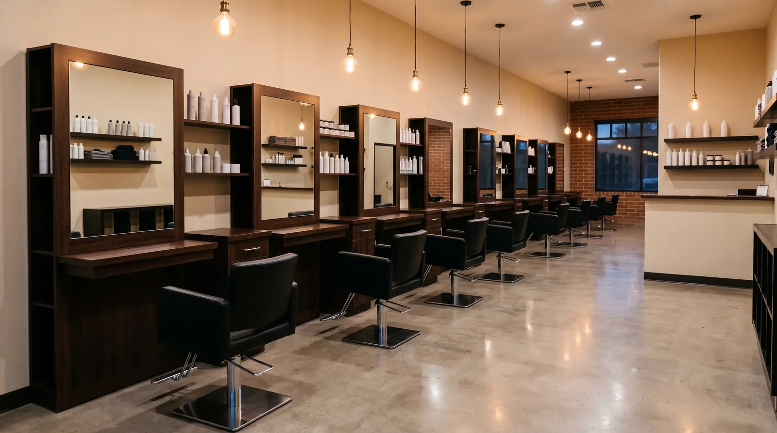 Empty hair salon in Mesa, Arizona after closing clean