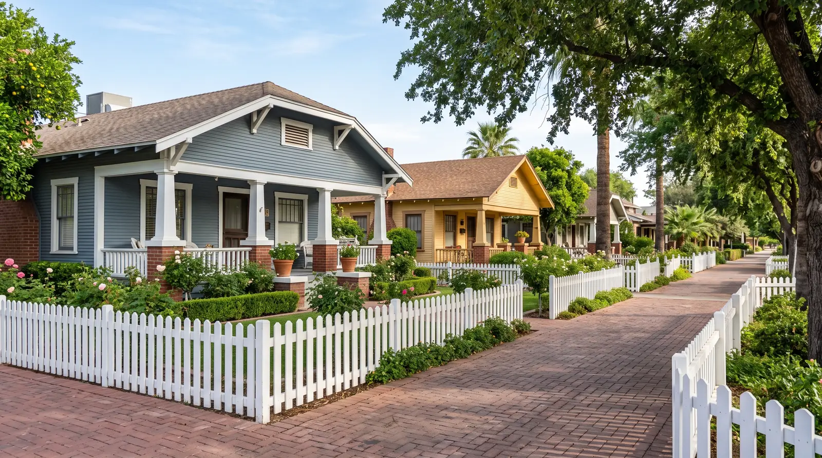 Exterior of Historic Downtown Glendale, Arizona's Catlin Court in the morning