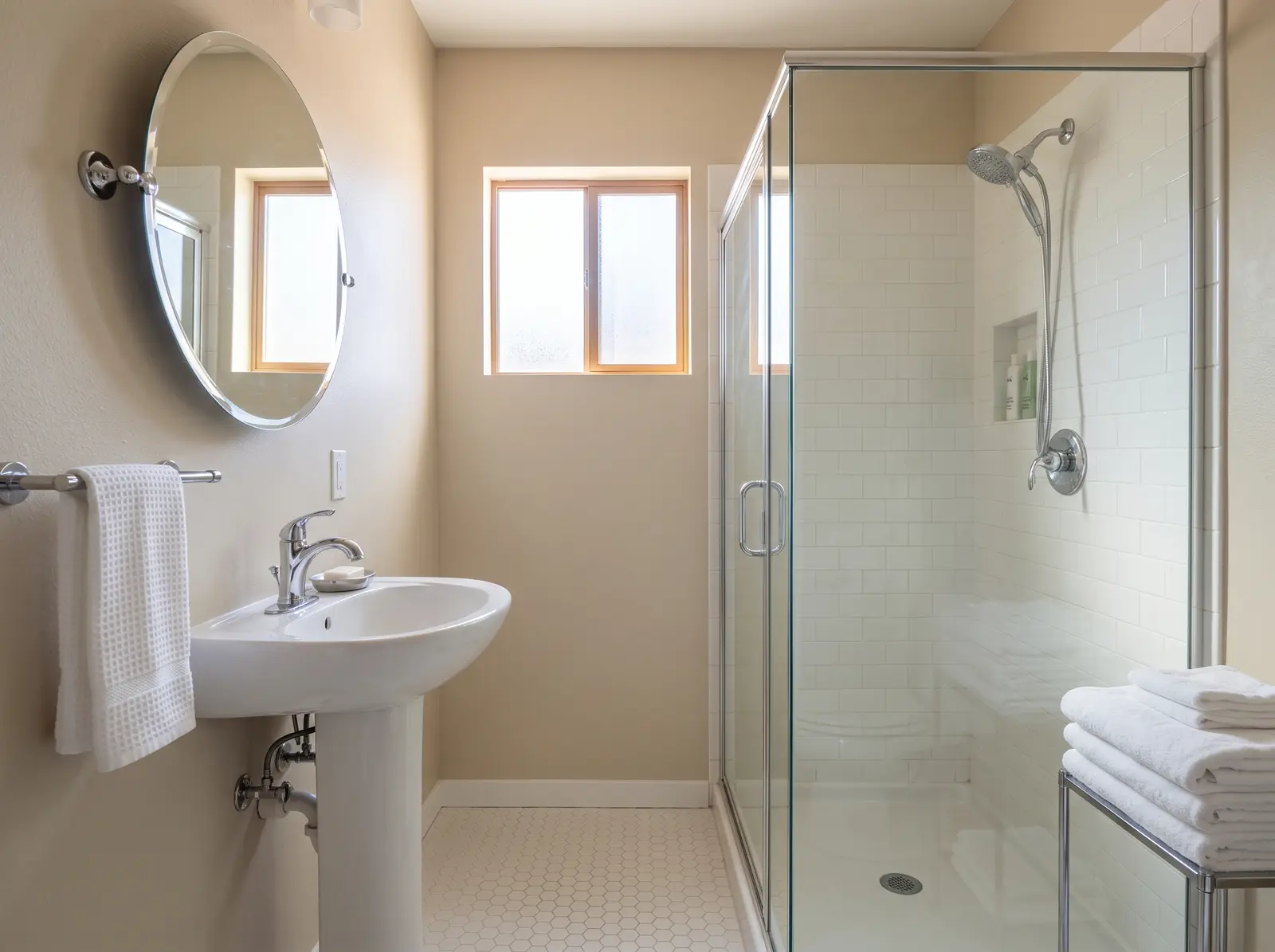 Small, clean apartment bathroom in Tempe, Arizona