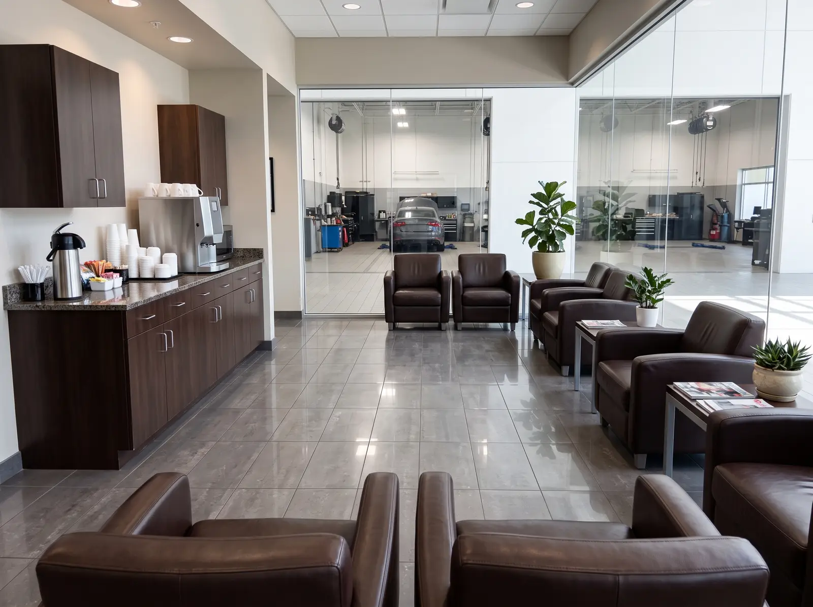 Dealership service department customer waiting lounge