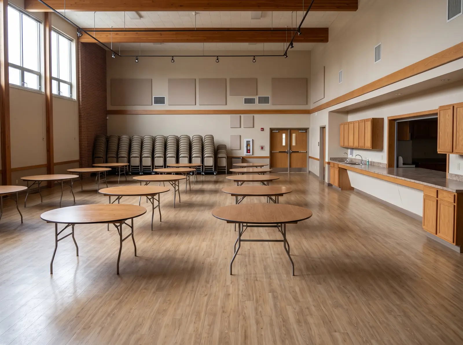 Empty church fellowship hall
