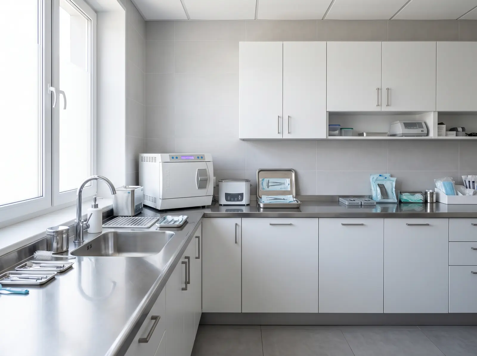 Dental sterilization room counter