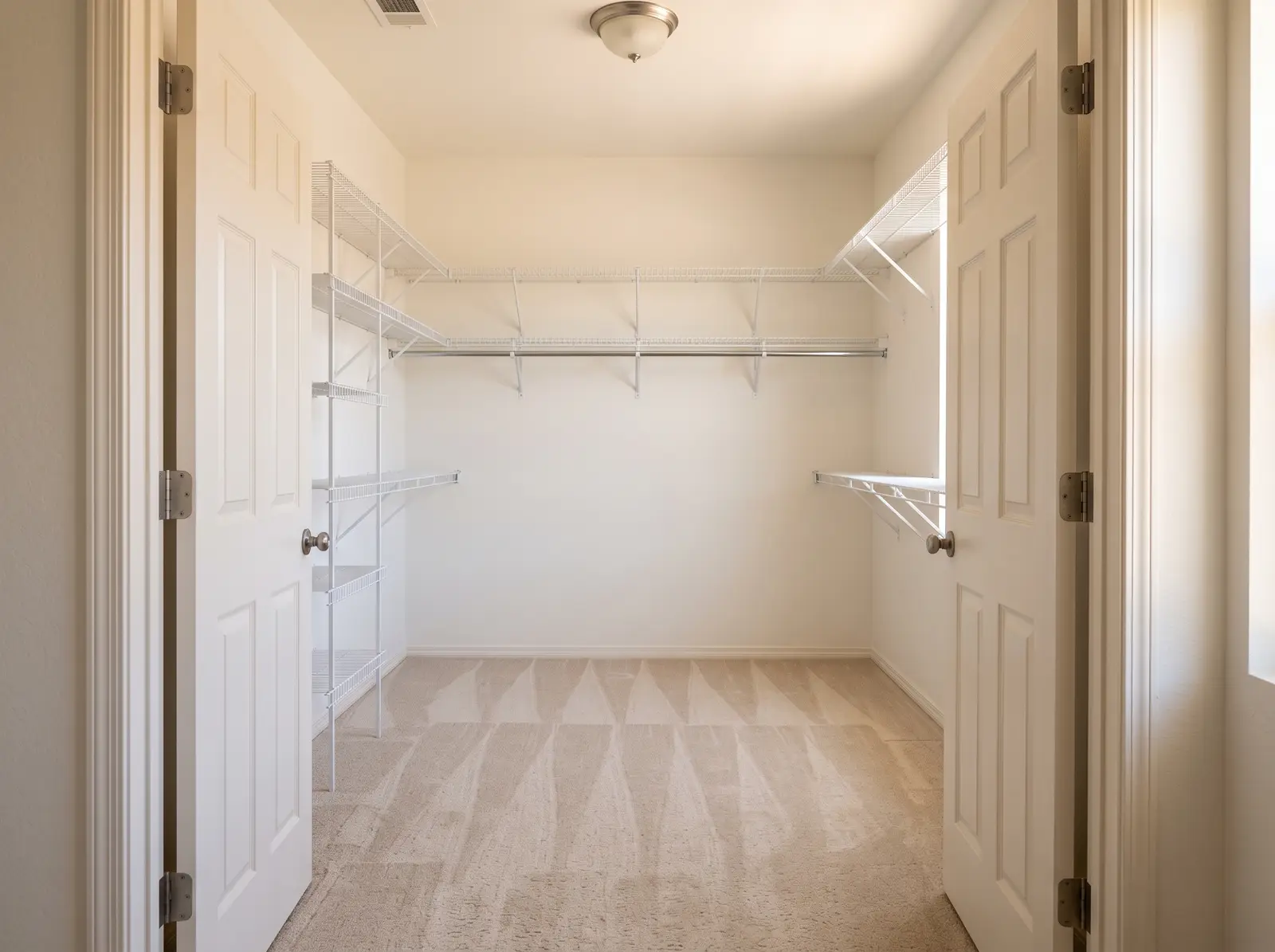 Empty, cleaned walk-in closet in a Mesa, Arizona home