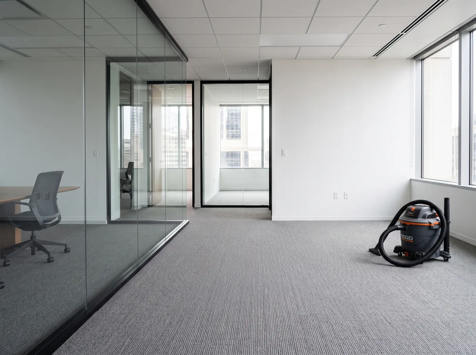 Newly finished office suite after final clean